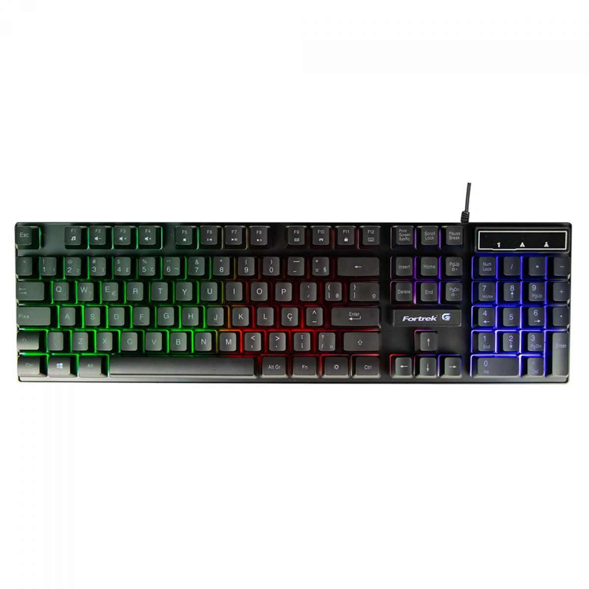 Teclado Gamer Multimidia Fortrek BlackFire New, Membrana, Rainbow, ABNT2, 75857