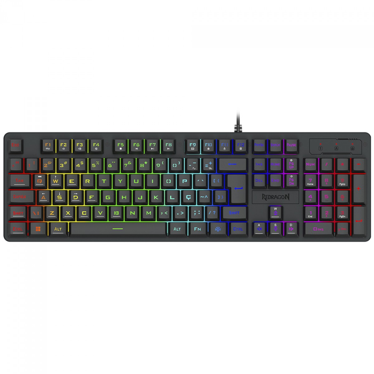 Teclado Gamer Redragon Netherbane, Membrana, Rainbow, ABNT2, Preto, K521-R
