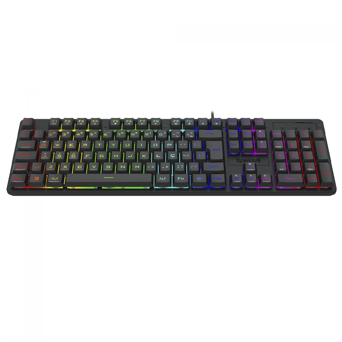 Teclado Gamer Redragon Netherbane, Membrana, Rainbow, ABNT2, Preto, K521-R