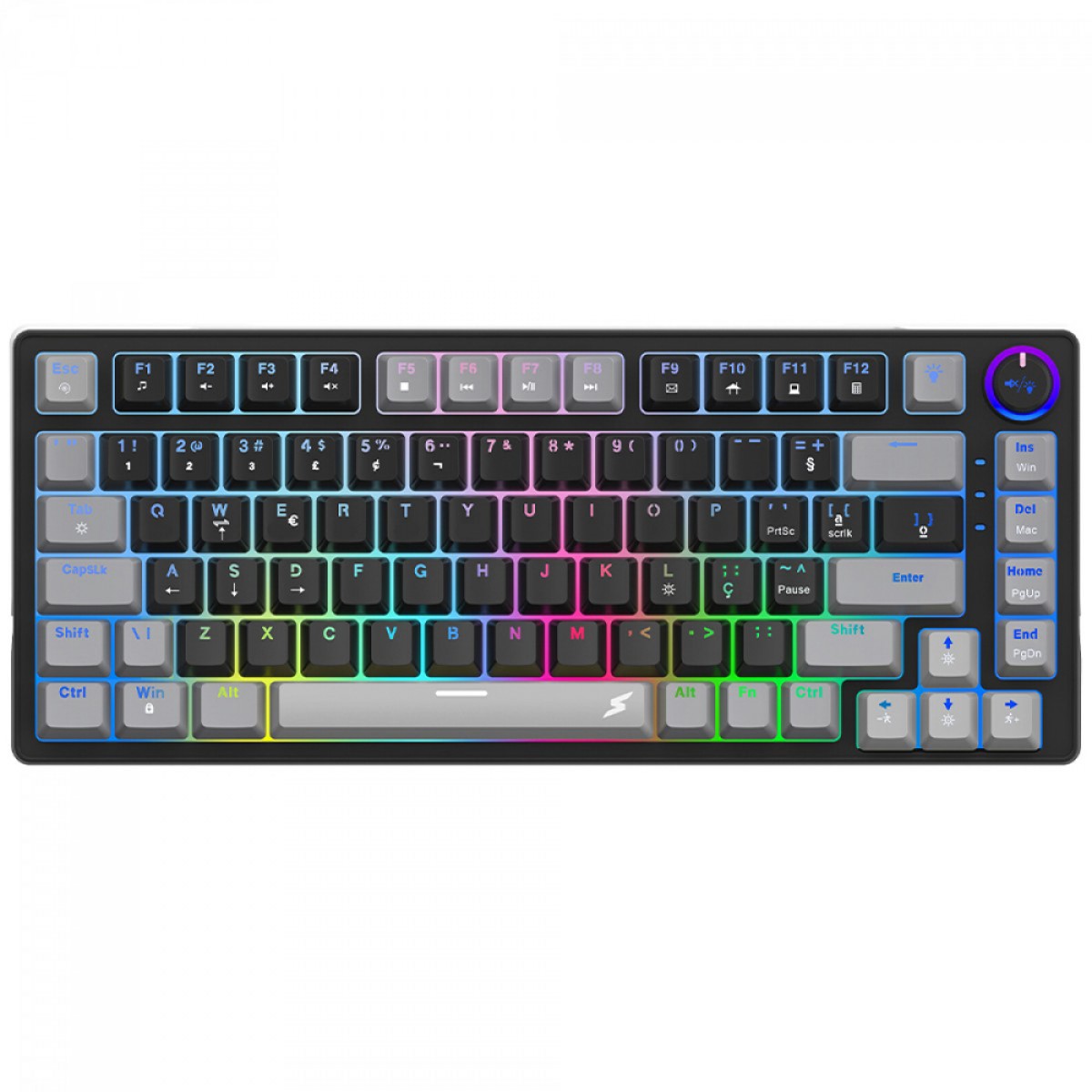 Teclado Gamer SuperFrame Ribbon, RGB, Switch Red, 75%, ANSI, Hot Swap, Com Fio, Black/Grey