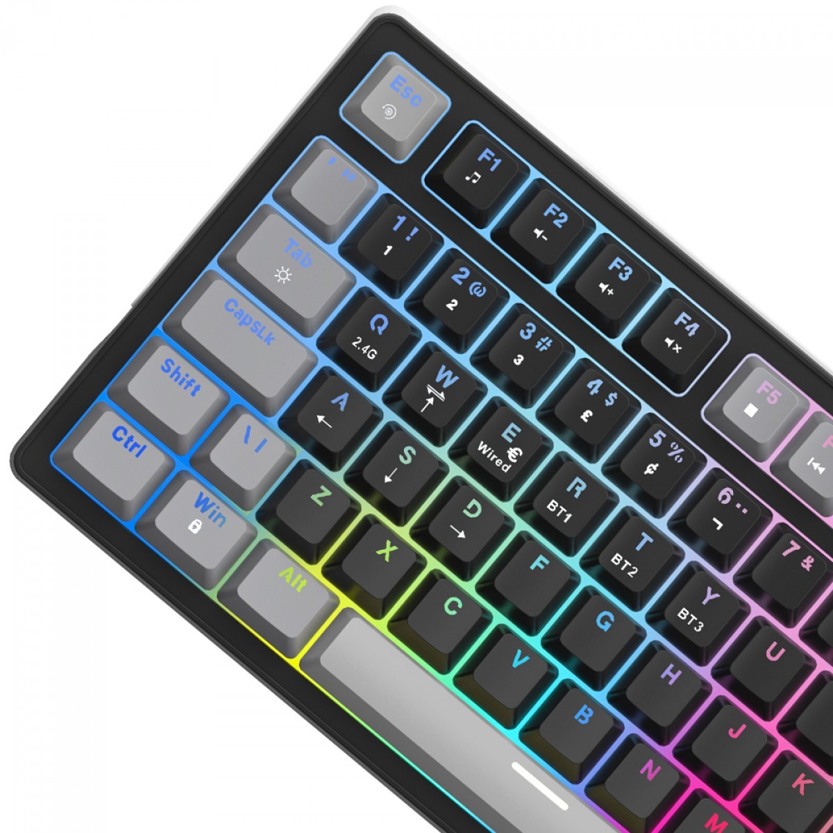 Teclado Gamer SuperFrame Ribbon, Wireless, RGB, Switch Red, 75%, ANSI, Hot Swap, Black/Grey - Open Box