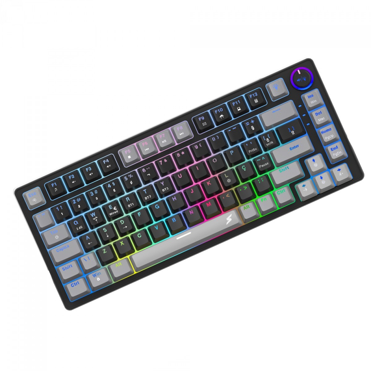 Teclado Gamer SuperFrame Ribbon, Wireless, RGB, Switch Red, 75%, ANSI, Hot Swap, Black/Grey - Open Box