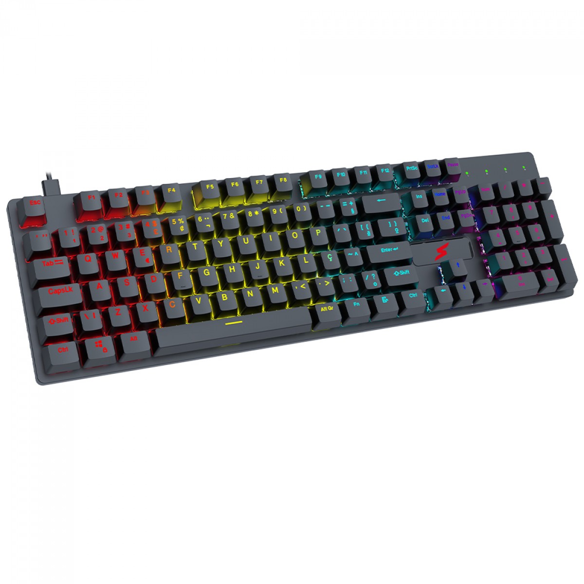 Teclado Gamer SuperFrame Striker, Rainbow, Switch Blue, ABNT2, USB, Full Size, Preto, SF-KB-STBLFSBBUAB