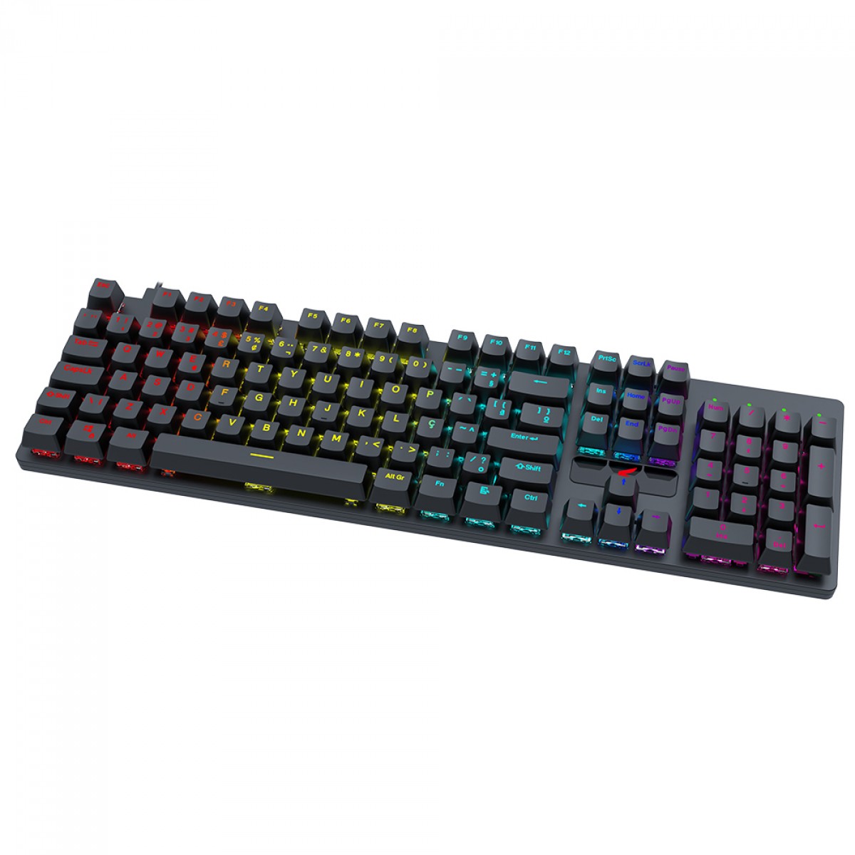 Teclado Gamer SuperFrame Striker, Rainbow, Switch Blue, ABNT2, USB, Full Size, Preto, SF-KB-STBLFSBBUAB