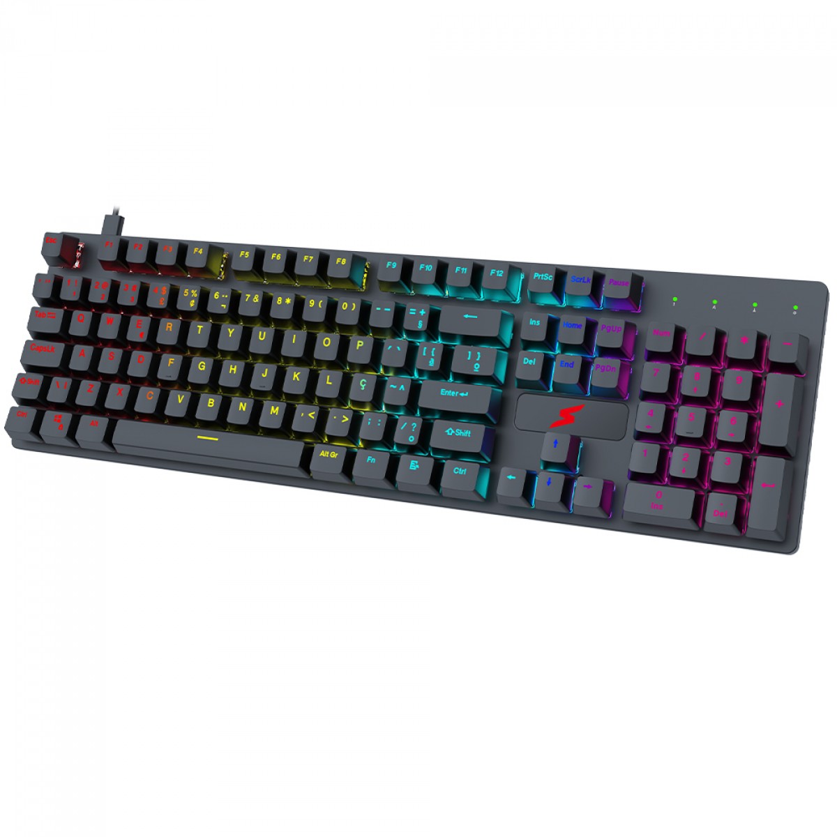 Teclado Gamer SuperFrame Striker, Rainbow, Switch Blue, ABNT2, USB, Full Size, Preto, SF-KB-STBLFSBBUAB