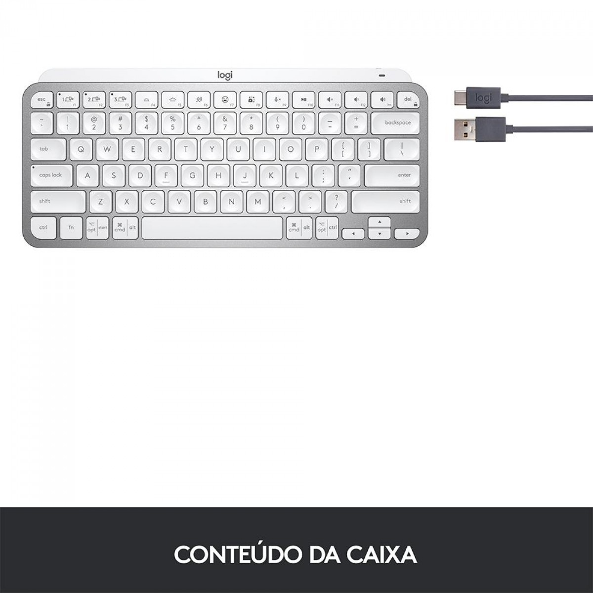 Teclado Logitech MX Keys Mini USB Membrana Sem Fio Bluetooth Branco 920 010506