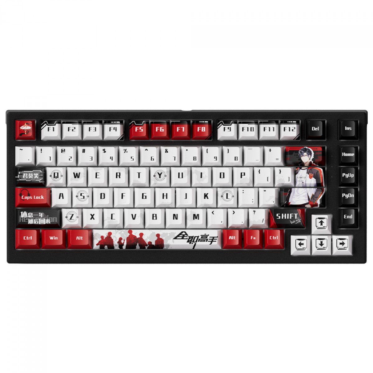 Teclado Magnético Gamer Akko TAC75 HE The King's Avatar, RGB, Switch Akko AstroAim Magnetic, ANSI, 75%, Preto, Branco e Vermelho