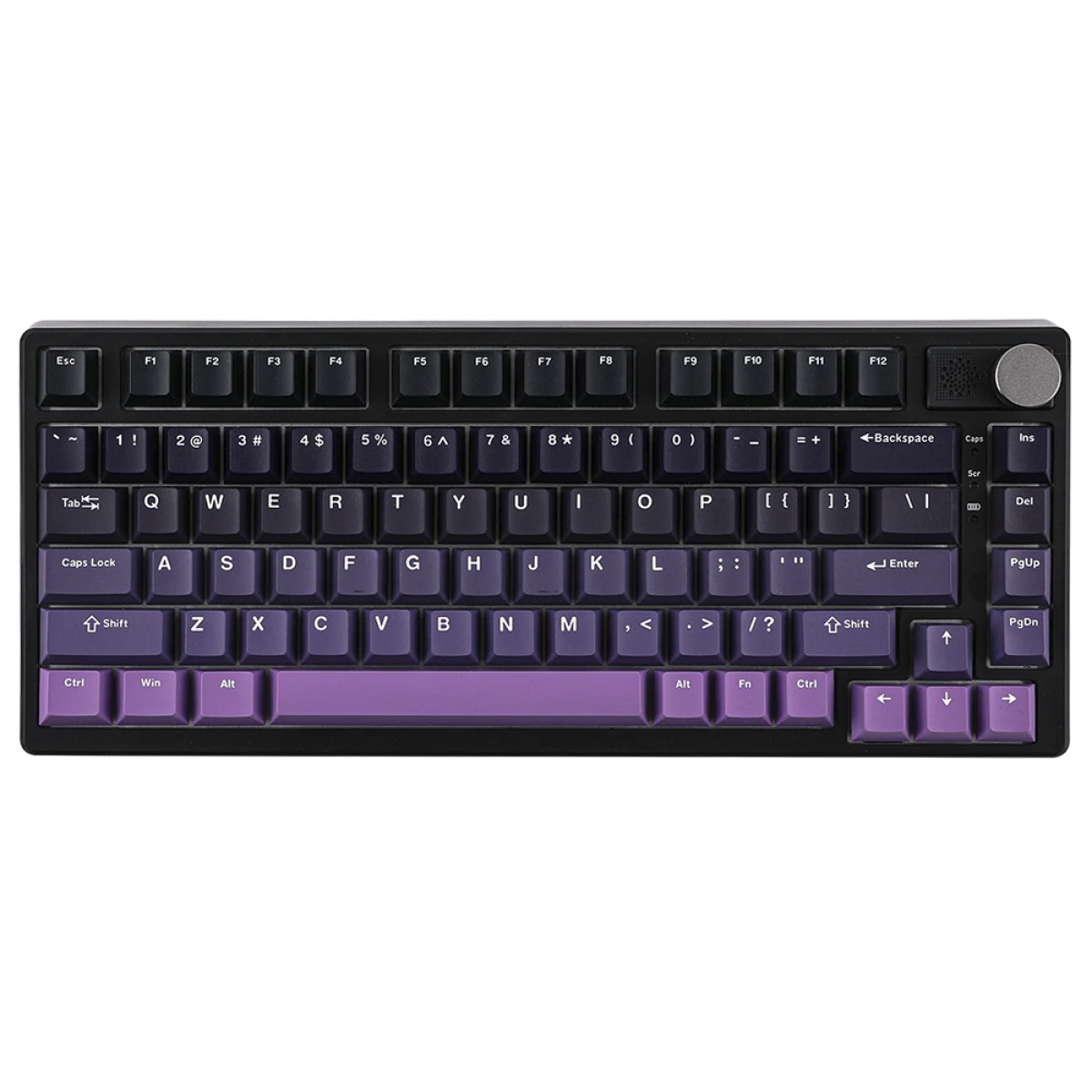 Teclado Magnético Gamer Epomaker HE75 Mag, RGB, Wireless/Bluetooth, ANSI, Hall Effect, Switch Gateron Magnetic White, 75%, Preto e Roxo