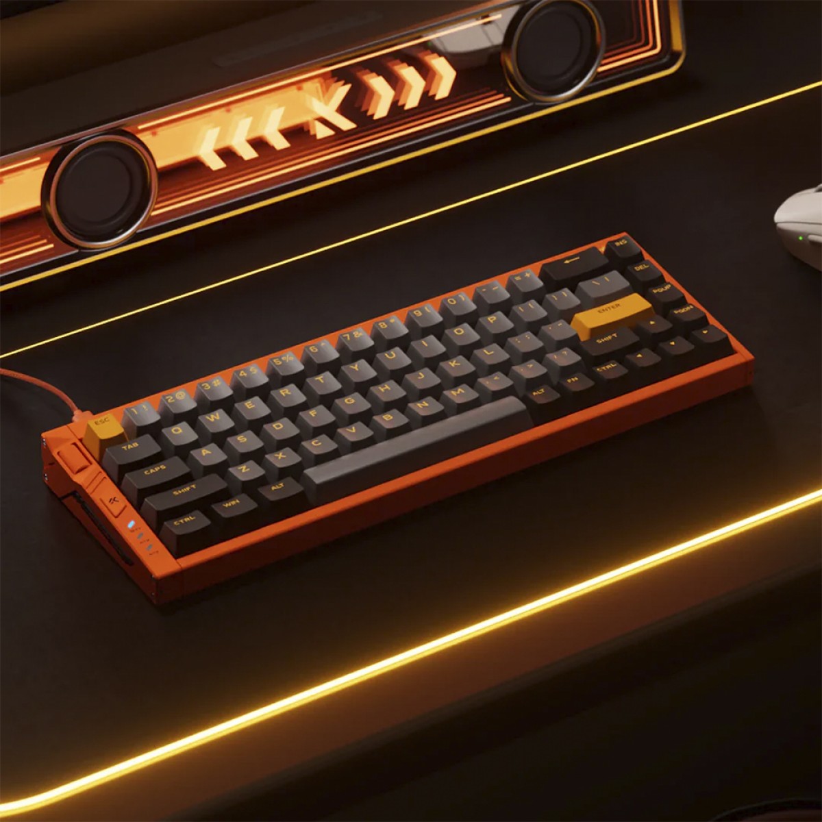 Teclado Magnético Gamer MCHOSE Ace 68 Turbo Galaxy Orange, RGB, Alumínio, Hall Effect, Switch Mount Tai Magnetic GT, 65%, ANSI, Preto e Laranja, MC-Ace68Turbo-9