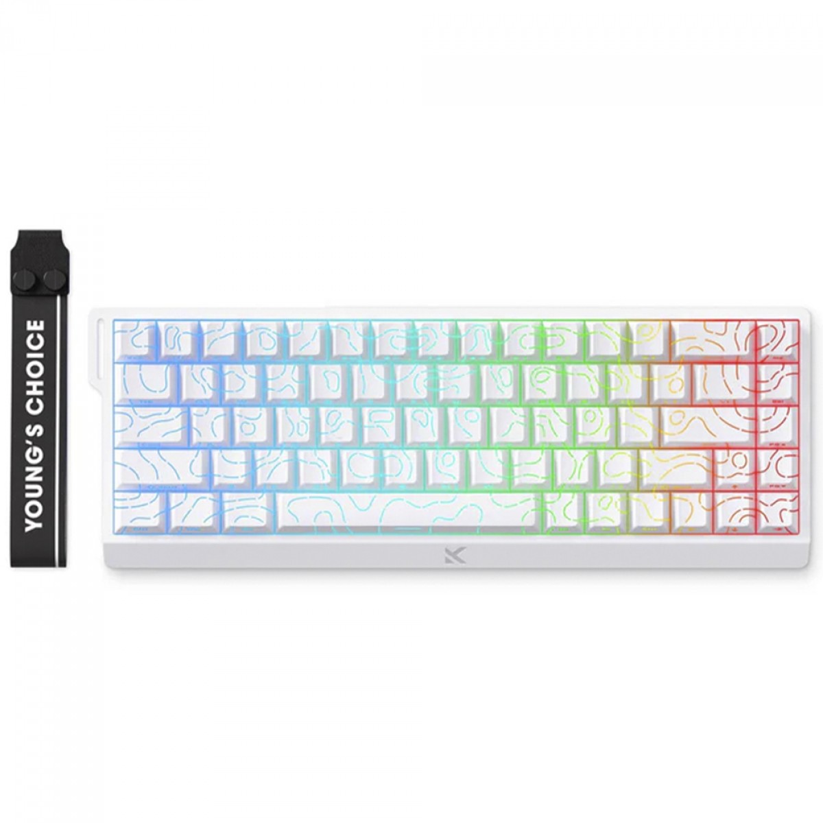 Teclado Magnético Gamer MCHOSE Ace 68 White Topographic, RGB, Hall Effect, Switch TTC Dragon Lord Magnetic, 65%, ANSI, Branco, MC-Ace68-32