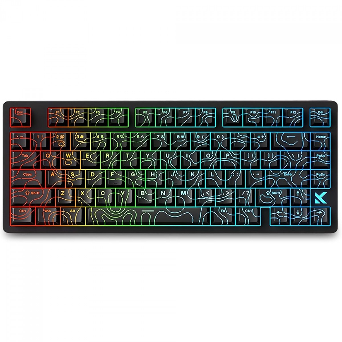 Teclado Magnético Gamer MCHOSE Jet 75 Black Topographic, RGB, Hall Effect, Switch Kailh Magnetic God, 75%, ANSI, Preto, HW-Jet75-10