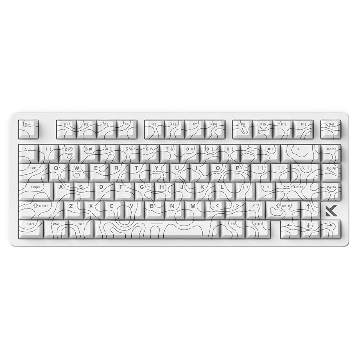 Teclado Magnético Gamer MCHOSE Jet 75 White Topographic, RGB, Hall Effect, Switch Kailh Magnetic God, 75%, ANSI, Branco, MC-Jet75-9