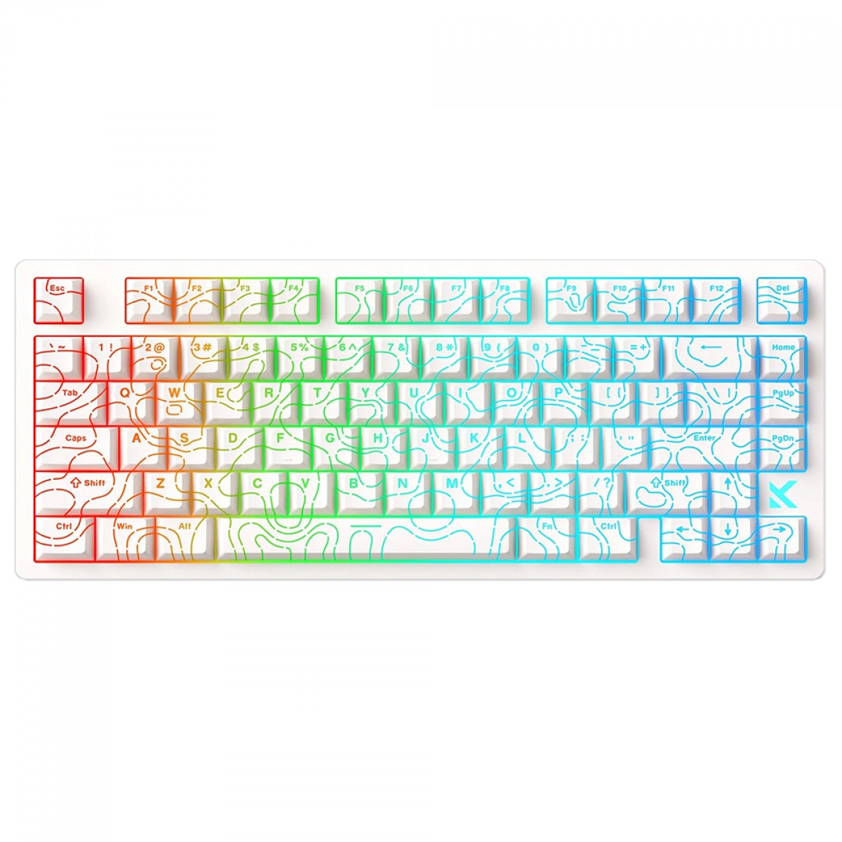 Teclado Magnético Gamer MCHOSE Jet 75 White Topographic, RGB, Hall Effect, Switch Kailh Magnetic God, 75%, ANSI, Branco, MC-Jet75-9