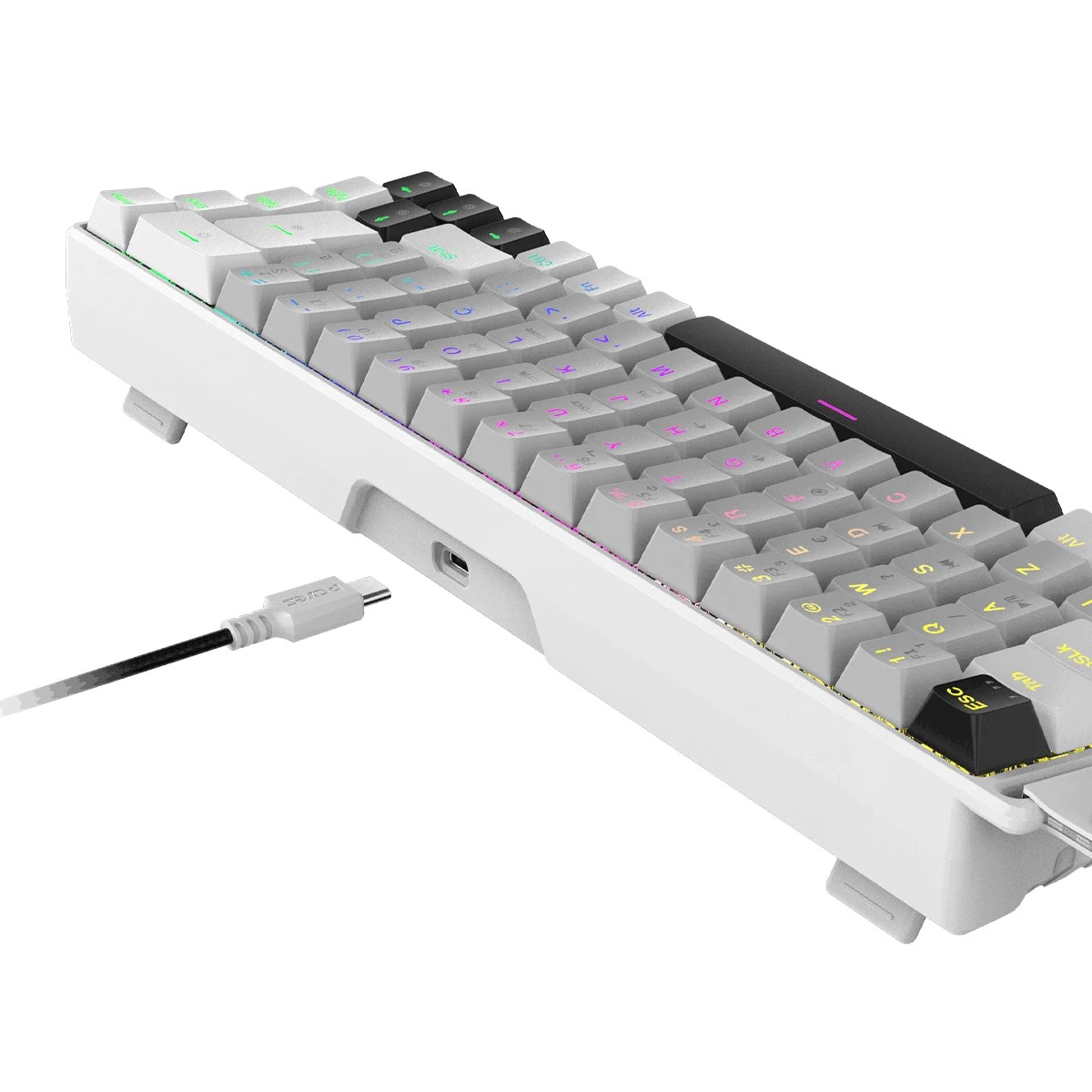 Teclado Magnético Gamer PCYes Gamma White Ghost, RGB, Switch Outemu Blue Ice, Hall Effect, 8K, ABNT2, PMGMWG