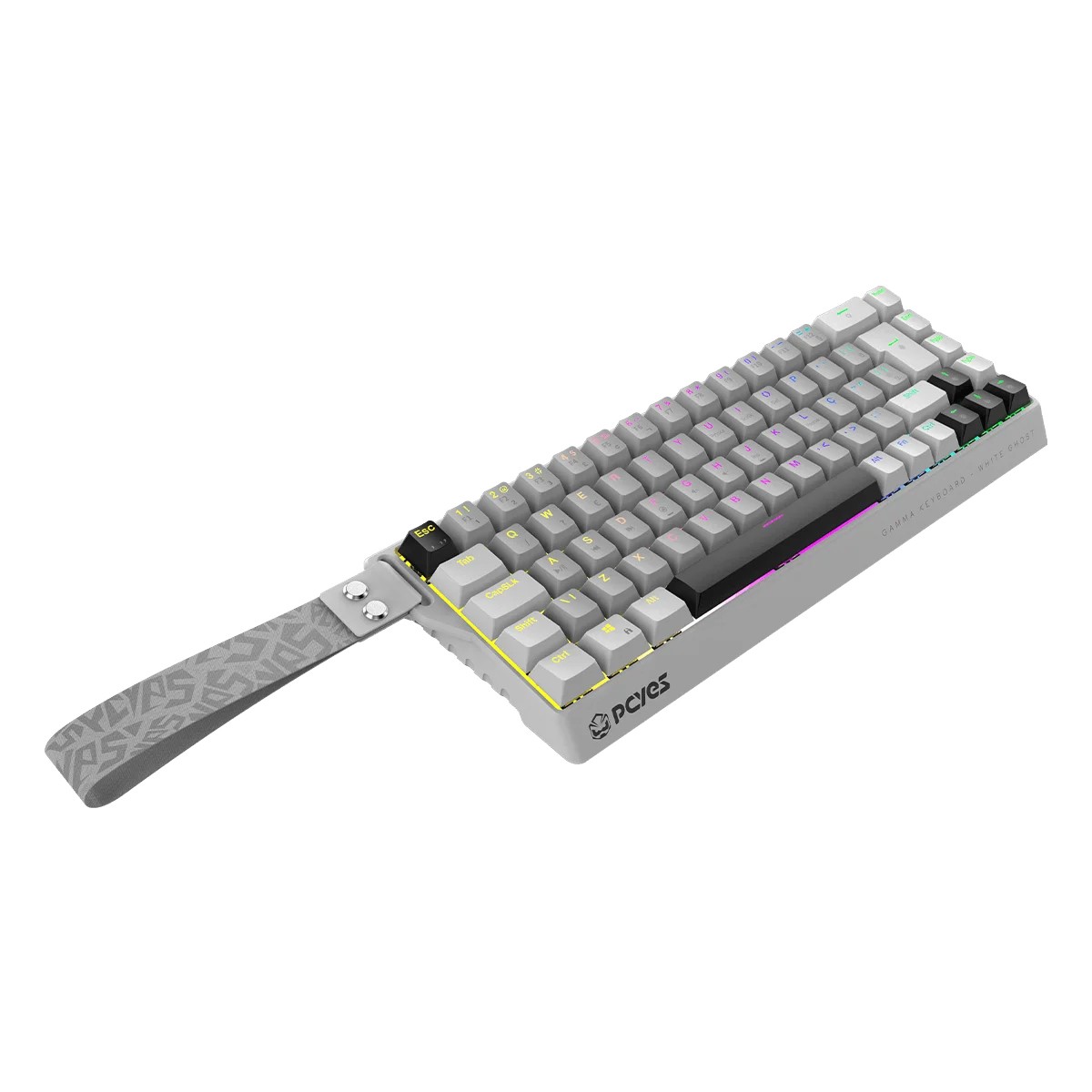 Teclado Magnético Gamer PCYes Gamma White Ghost, RGB, Switch Outemu Blue Ice, Hall Effect, 8K, ABNT2, PMGMWG