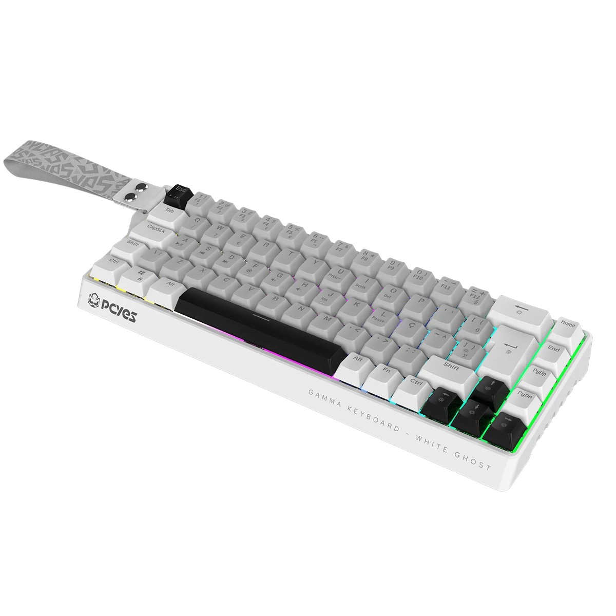 Teclado Magnético Gamer PCYes Gamma White Ghost, RGB, Switch Outemu Blue Ice, Hall Effect, 8K, ABNT2, PMGMWG