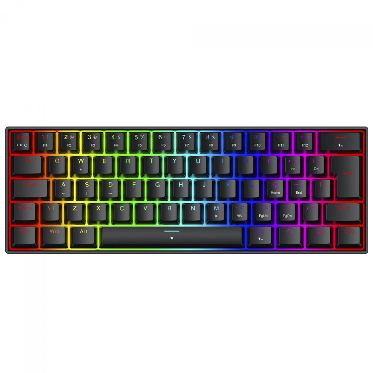 Teclado Magnético Gamer Redragon Fizz, RGB, 60%, 8K, Switch Magnético, ABNT2, Preto, K617RGB-M