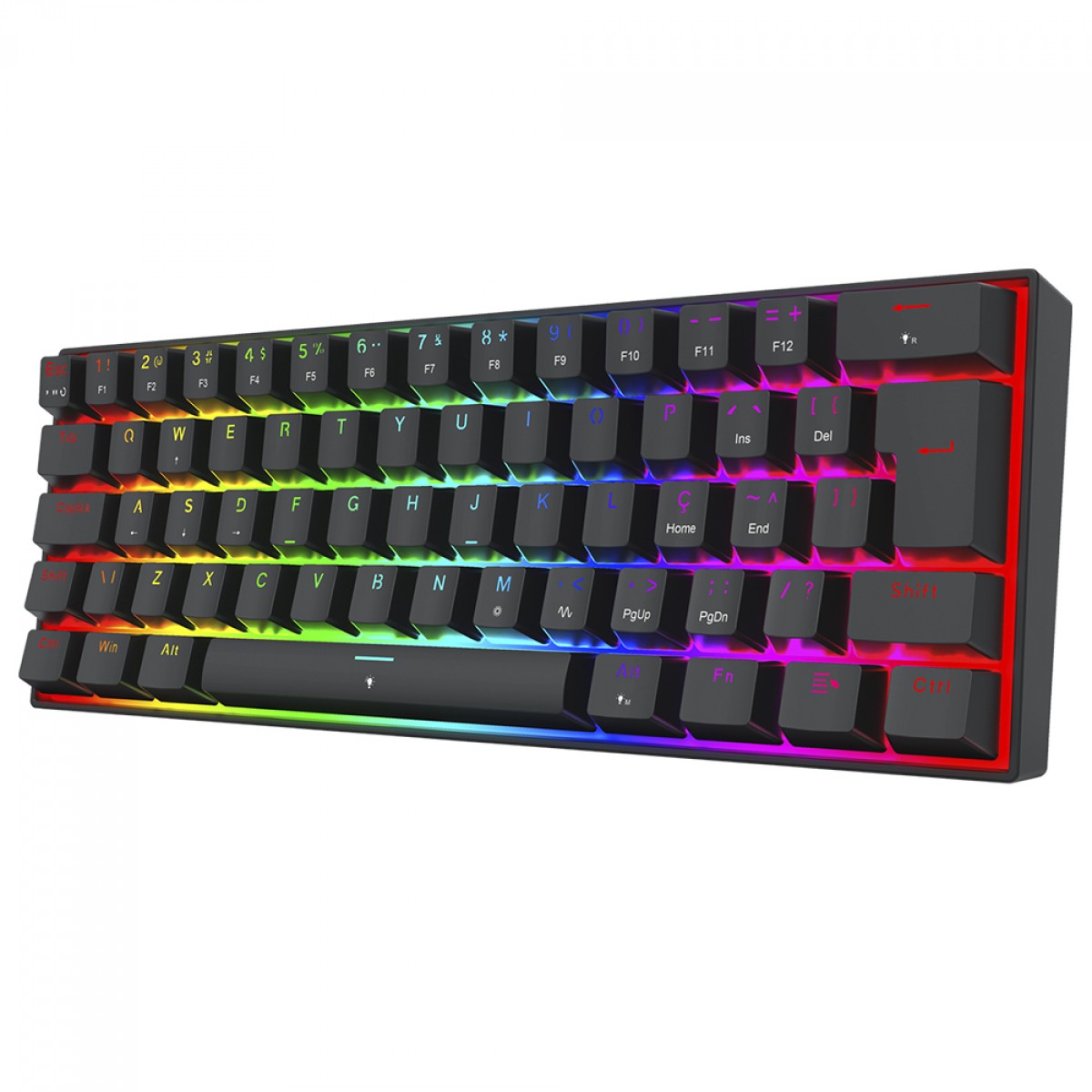 Teclado Magnético Gamer Redragon Fizz, RGB, 60%, 8K, Switch Magnético, ABNT2, Preto, K617RGB-M