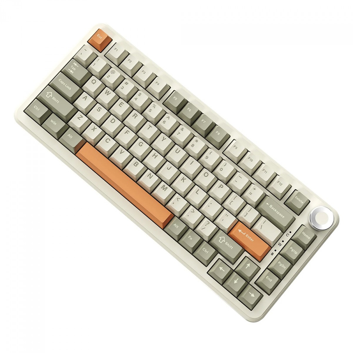 Teclado Mecânico Gamer Ajazz AK820 MAX PLUS, Wireless/Bluetooth, RGB, Switch Flying Fish, ANSI, Grey/Cream/Orange