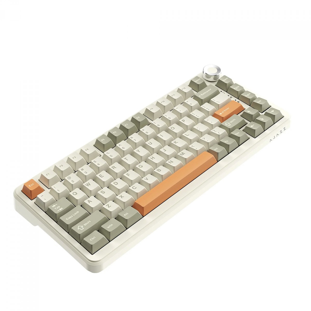 Teclado Mecânico Gamer Ajazz AK820 MAX PLUS, Wireless/Bluetooth, RGB, Switch Flying Fish, ANSI, Grey/Cream/Orange