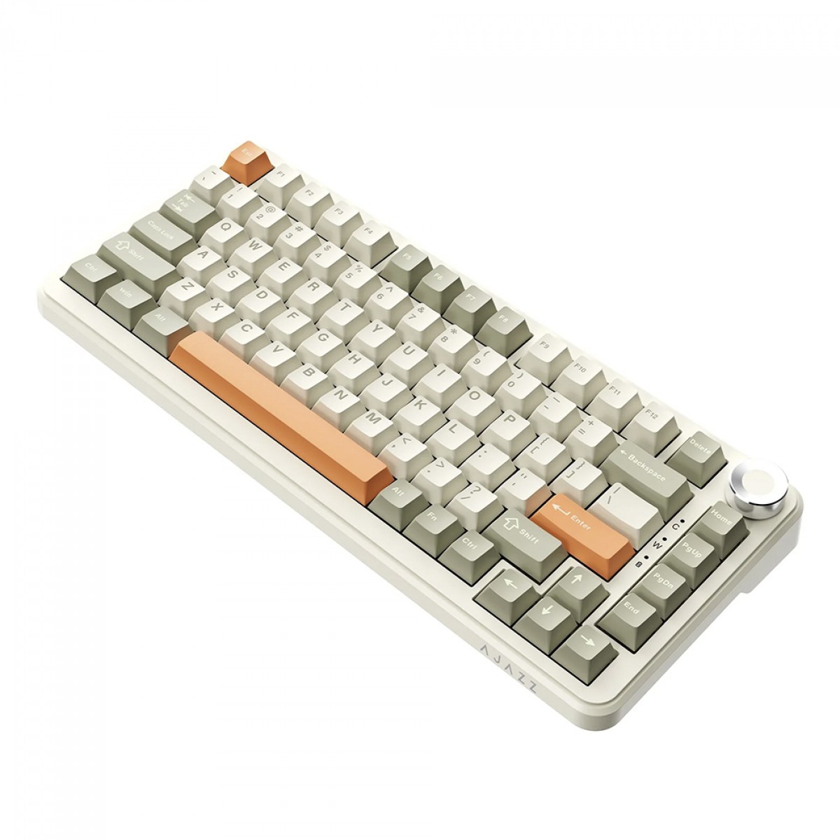 Teclado Mecânico Gamer Ajazz AK820 MAX PLUS, Wireless/Bluetooth, RGB, Switch Flying Fish, ANSI, Grey/Cream/Orange