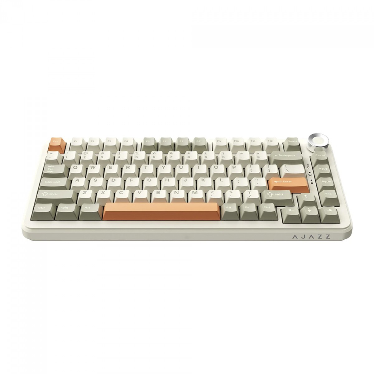 Teclado Mecânico Gamer Ajazz AK820 MAX PLUS, Wireless/Bluetooth, RGB, Switch Flying Fish, ANSI, Grey/Cream/Orange