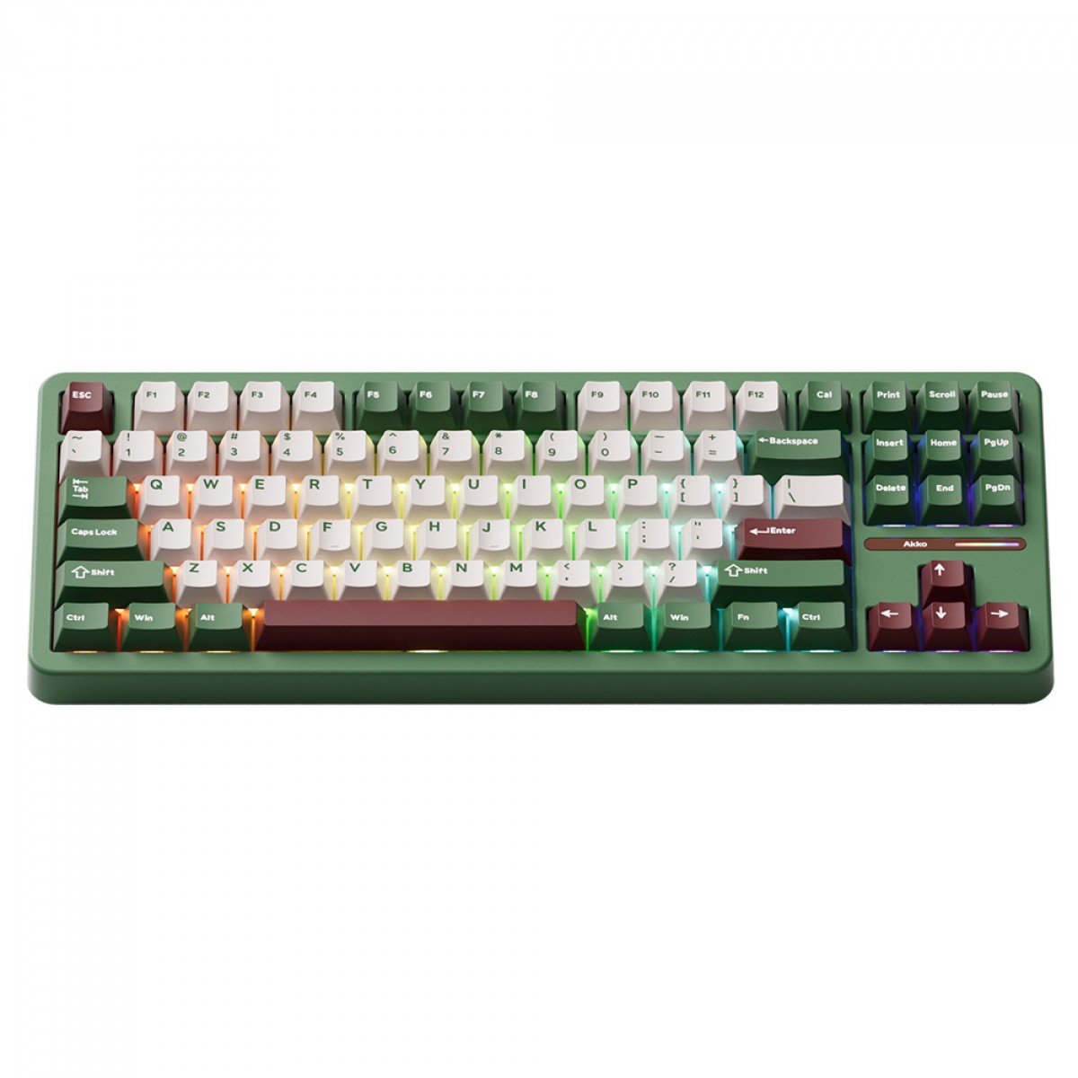 Teclado Mecânico Gamer Akko Matcha Red Bean TAC87, RGB, Wireless/Bluetooth, ANSI, Switch Akko Cilantro, Verde, Branco e Vermelho