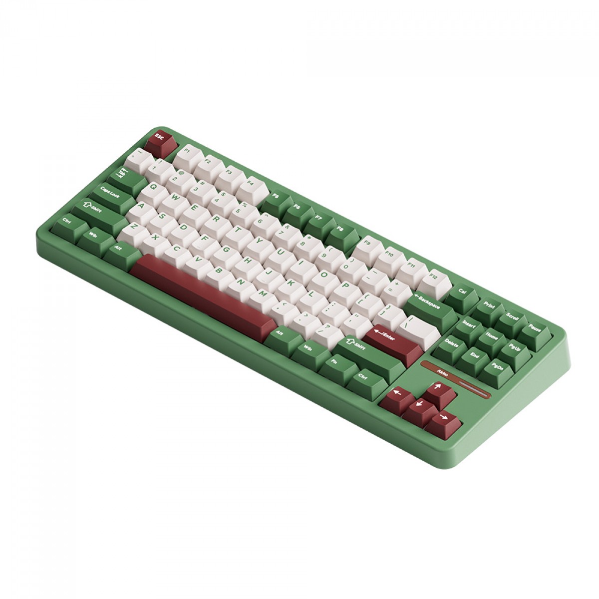 Teclado Mecânico Gamer Akko Matcha Red Bean TAC87, RGB, Wireless/Bluetooth, ANSI, Switch Akko Cilantro, Verde, Branco e Vermelho