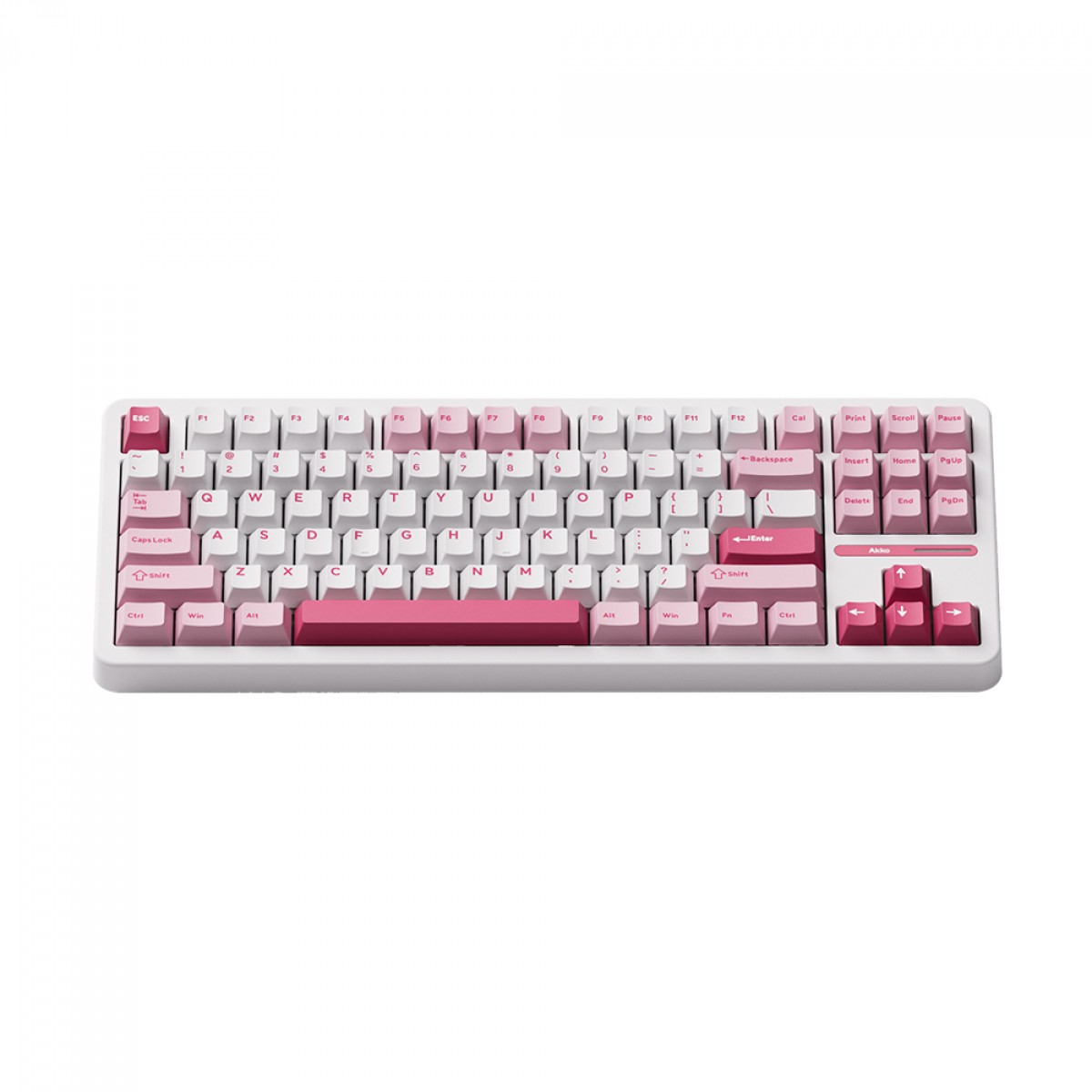 Teclado Mecânico Gamer Akko Prunus Lannesiana TAC87, RGB, Wireless/Bluetooth, TKL, ANSI, Switch Akko Stellar Rose, Branco e Rosa