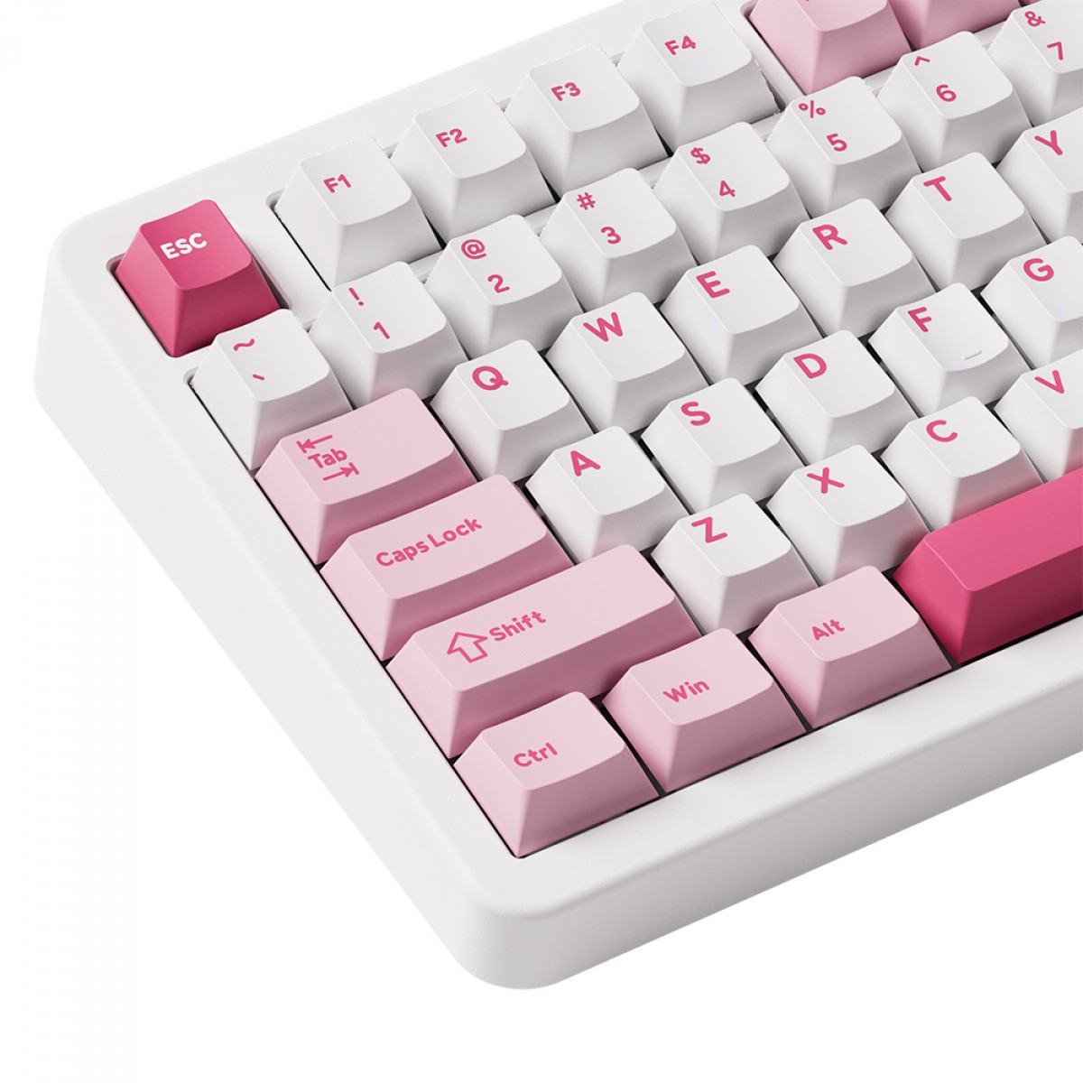 Teclado Mecânico Gamer Akko Prunus Lannesiana TAC87, RGB, Wireless/Bluetooth, TKL, ANSI, Switch Akko Stellar Rose, Branco e Rosa