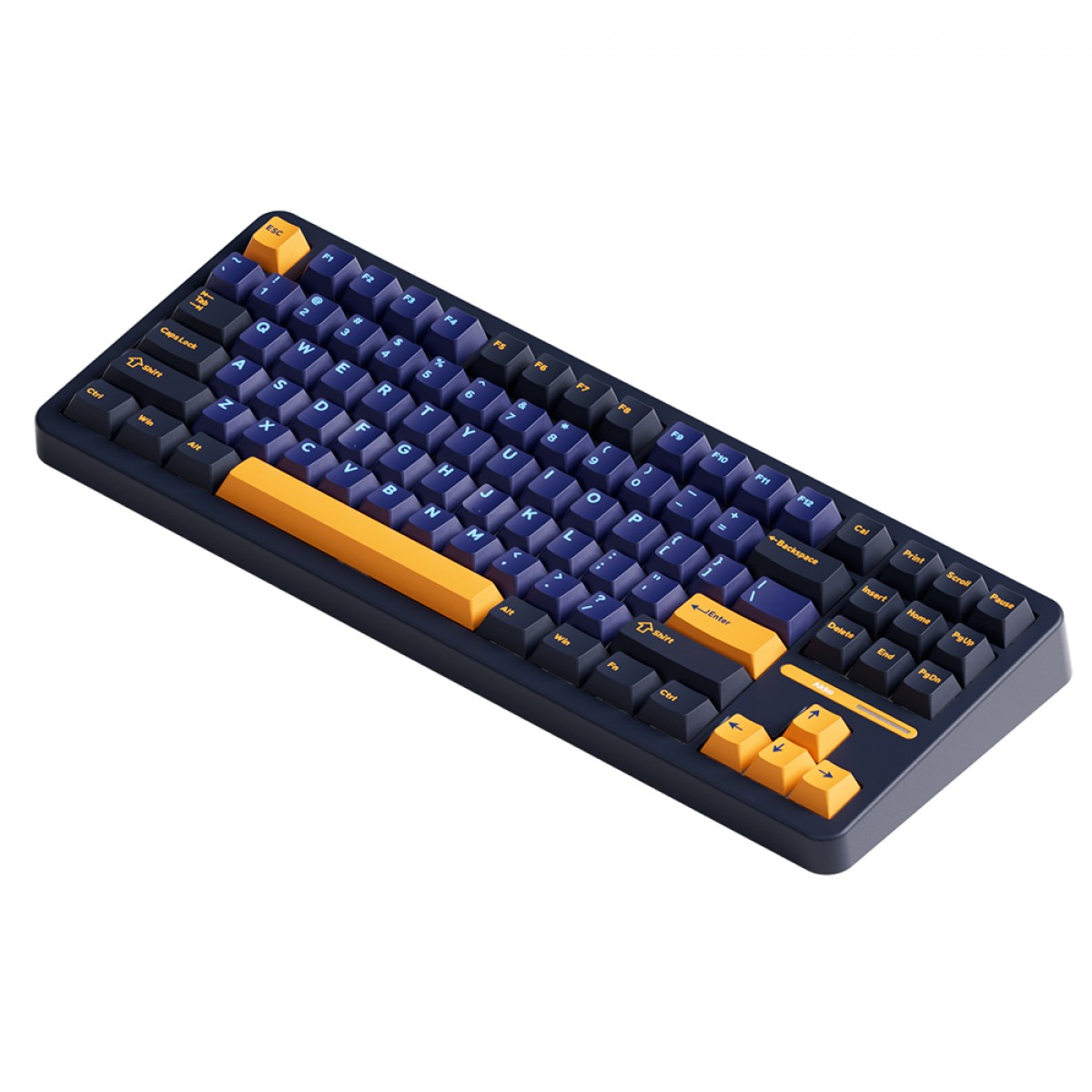 Teclado Mecânico Gamer Akko TAC87 Horizon, RGB, Wireless/Bluetooth, TKL, ANSI, Switch Akko Mirror Linear, Azul e Amarelo