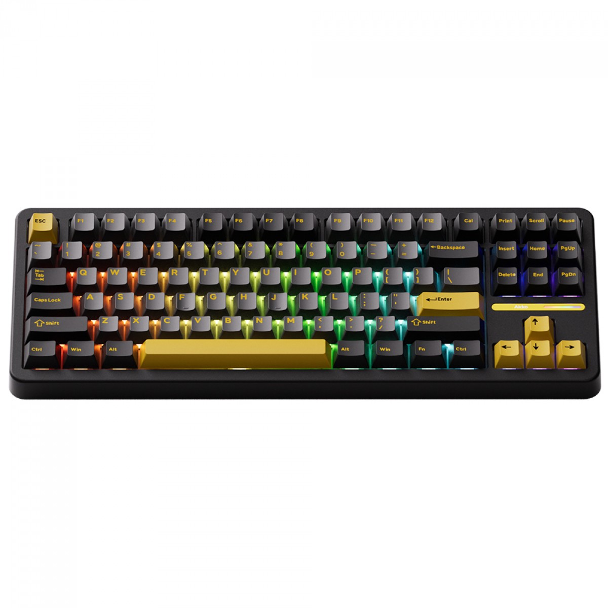 Teclado Mecânico Gamer Akko TAC87, RGB, Wireless/Bluetooth, TKL, ANSI, Switch Akko Mirror Linear, Black e Gold