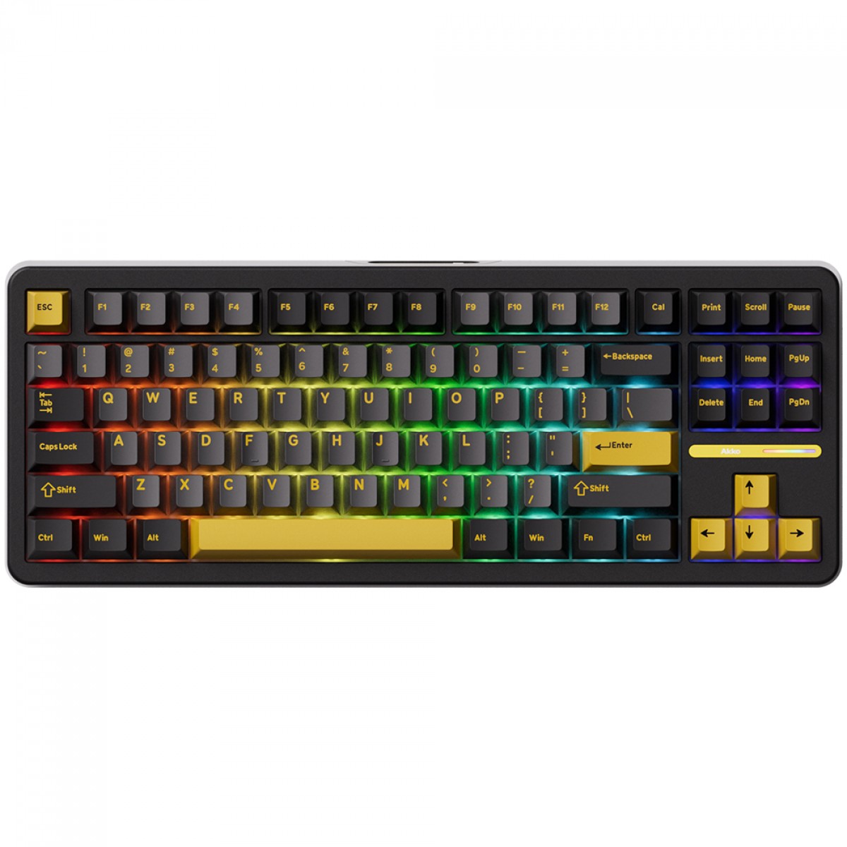 Teclado Mecânico Gamer Akko TAC87, RGB, Wireless/Bluetooth, TKL, ANSI, Switch Akko Mirror Linear, Black e Gold