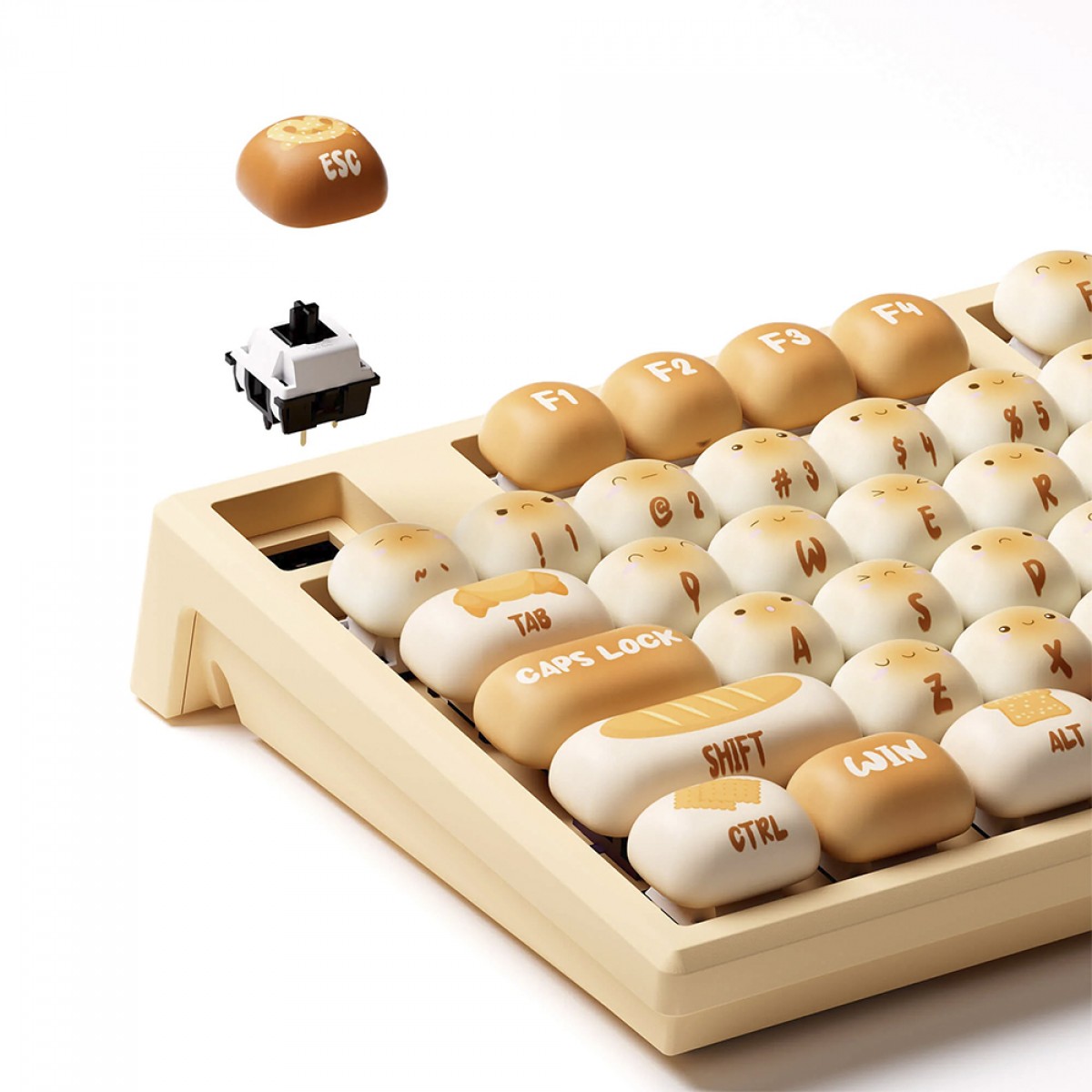 Teclado Mecânico Gamer Akko x MonsGeek MG108B Bun Wonderland, RGB, Wireless/Bluetooth, ANSI, Switch Akko Piano V3 Pro