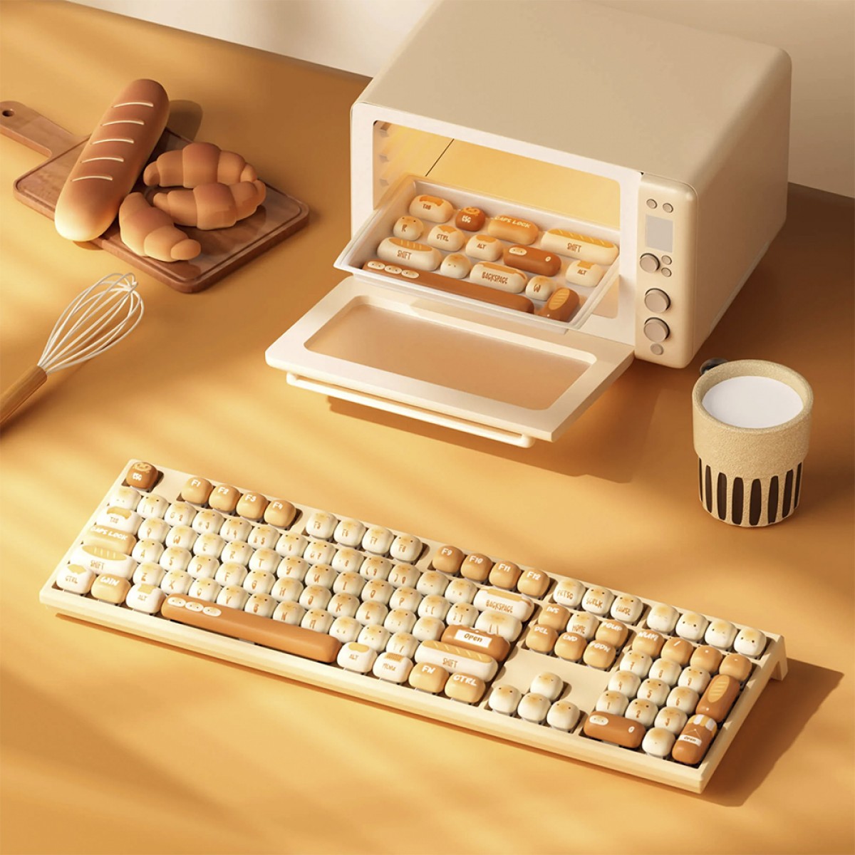 Teclado Mecânico Gamer Akko x MonsGeek MG108B Bun Wonderland, RGB, Wireless/Bluetooth, ANSI, Switch Akko Piano V3 Pro