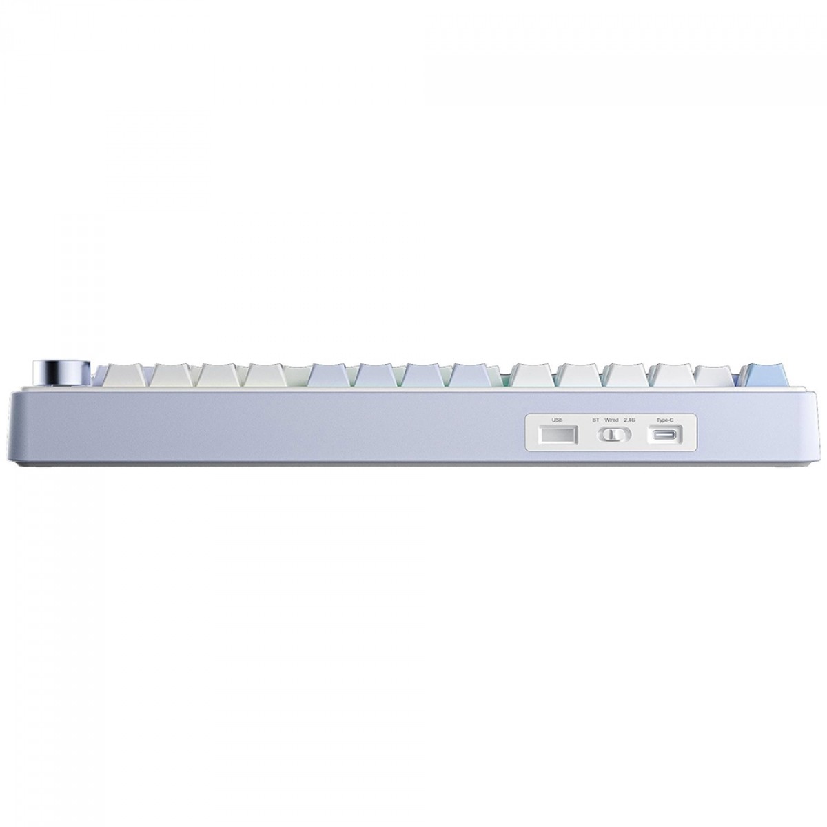Teclado Mecânico Gamer Aula F75 Sea Salt Blue, Wireless/Bluetooth, RGB, Switch Greywood V3, ANSI, 75%, Branco e Azul