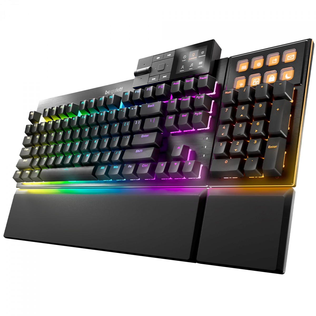 Teclado Mecânico Gamer Be Quiet Dark Mount, RGB, Numpad e Dock de Mídia Modular, Switch Silent Tactile, ANSI, Preto, BT002US