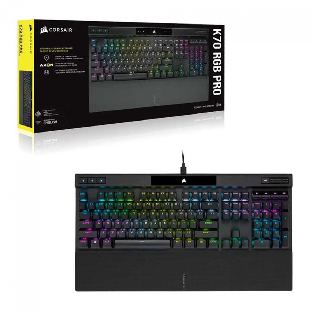Teclado Mecânico Gamer Corsair K70 RGB PRO, Switch Cherry MX Speed, ANSI, Preto, CH-9109414-NA
