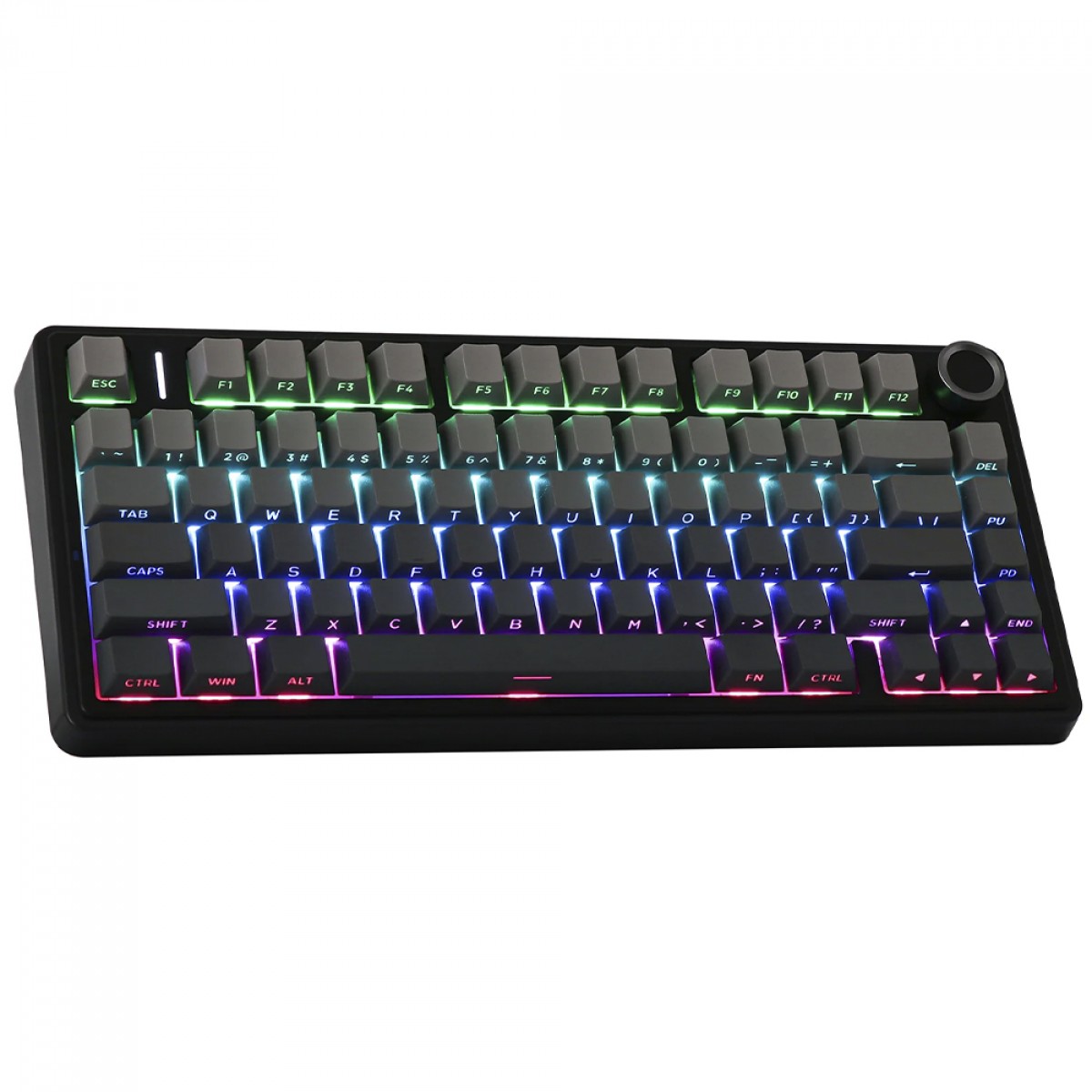 Teclado Mecânico Gamer Epomaker x Aula F75 Black SP, Wireless/Bluetooth, RGB, Switch Reaper, ANSI, 75%, Preto e Cinza
