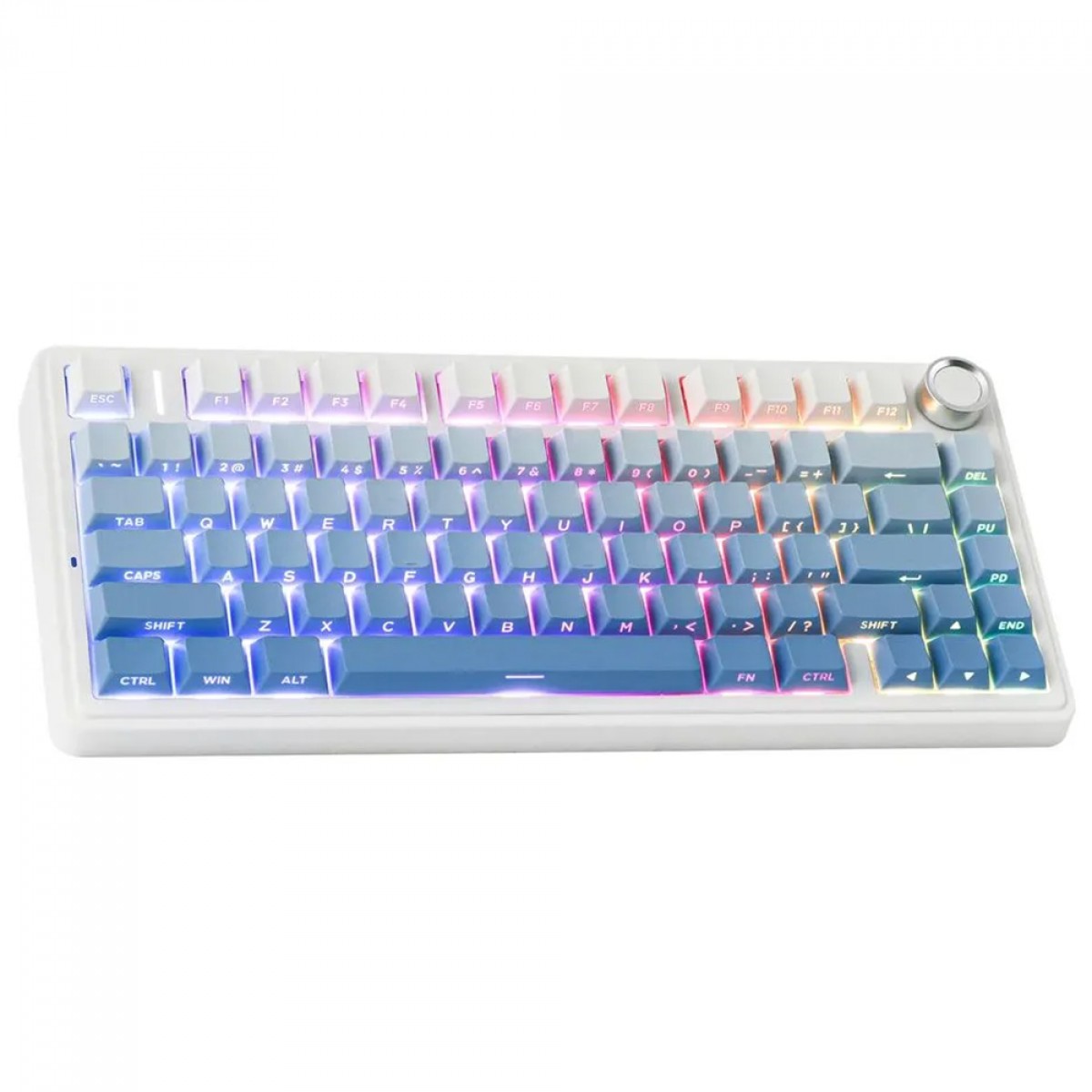 Teclado Mecânico Gamer Epomaker x Aula F75 Blue SP, Wireless/Bluetooth, RGB, Switch Reaper, ANSI, 75%, Branco e Azul
