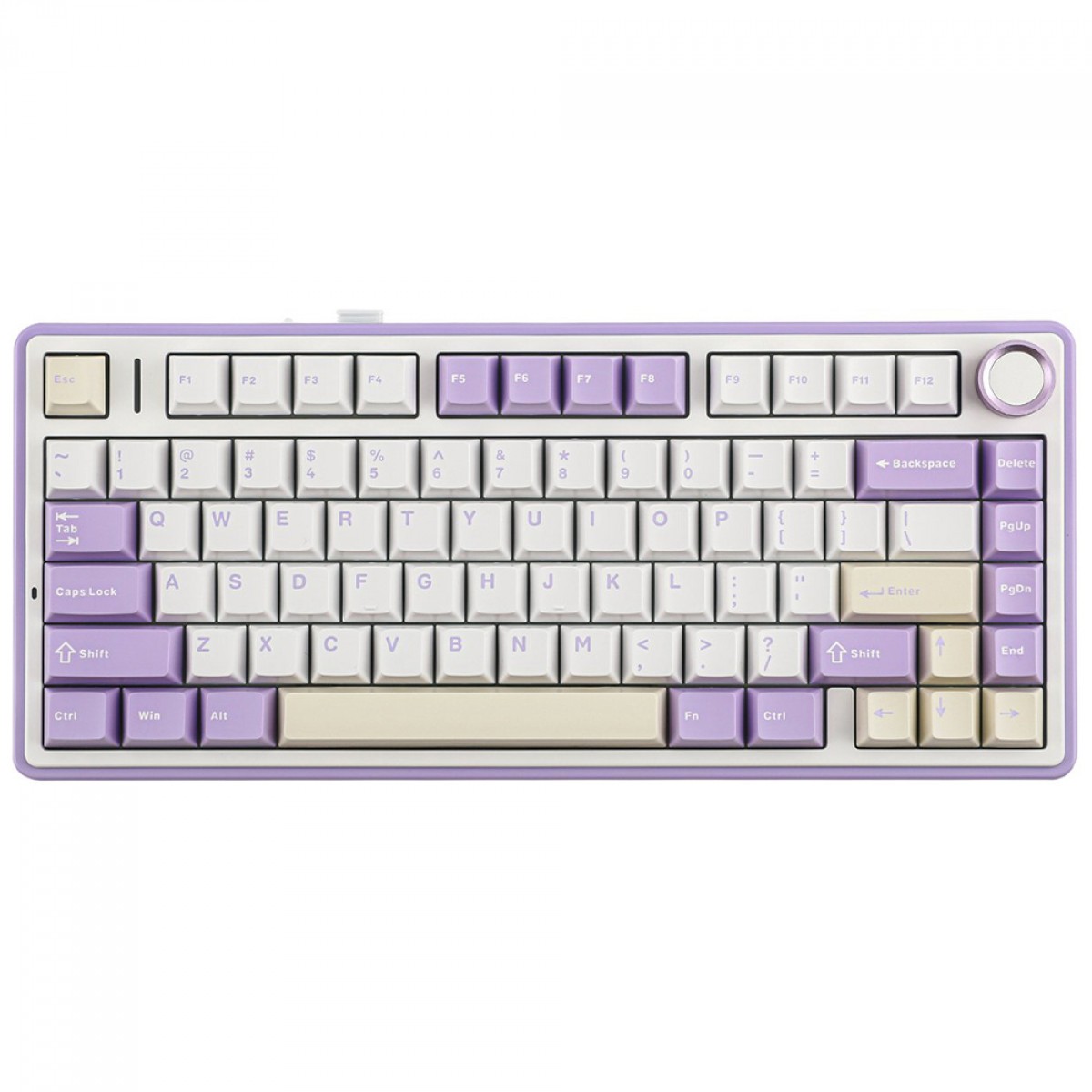 Teclado Mecânico Gamer Epomaker x Aula F75 Purple, Wireless/Bluetooth, RGB, Switch Reaper, ANSI, 75%, Branco e Roxo