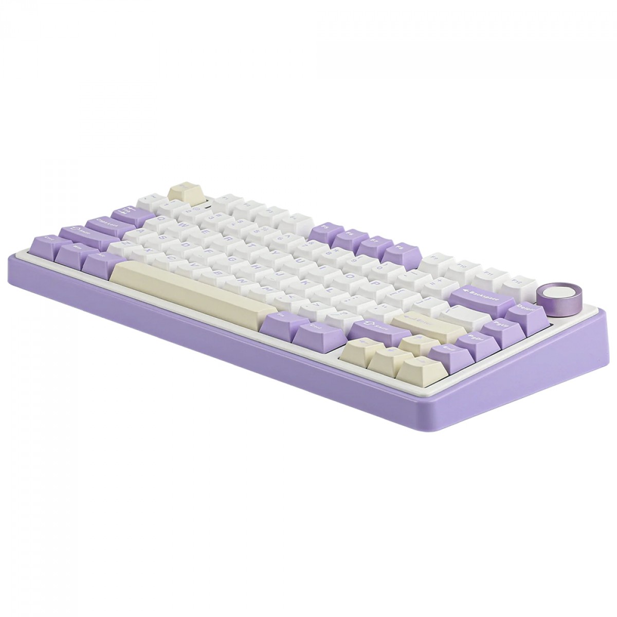 Teclado Mecânico Gamer Epomaker x Aula F75 Purple, Wireless/Bluetooth, RGB, Switch Reaper, ANSI, 75%, Branco e Roxo