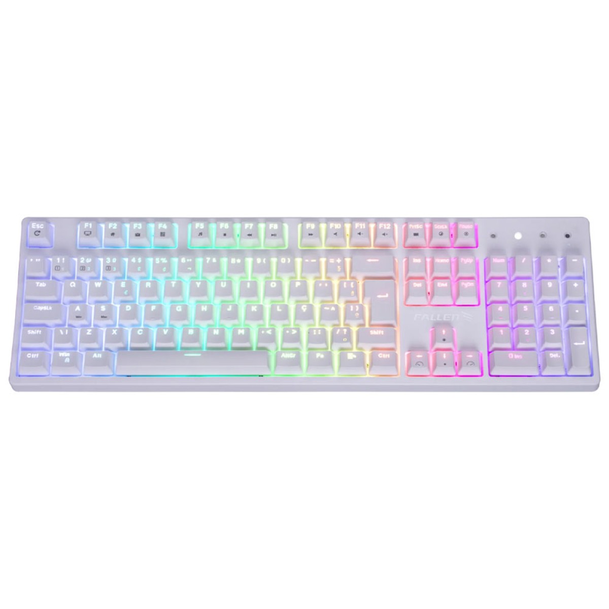 Teclado Mecânico Gamer Fallen Pantera, Full, RGB, Switch Blue, ABNT2, Branco, TE00042