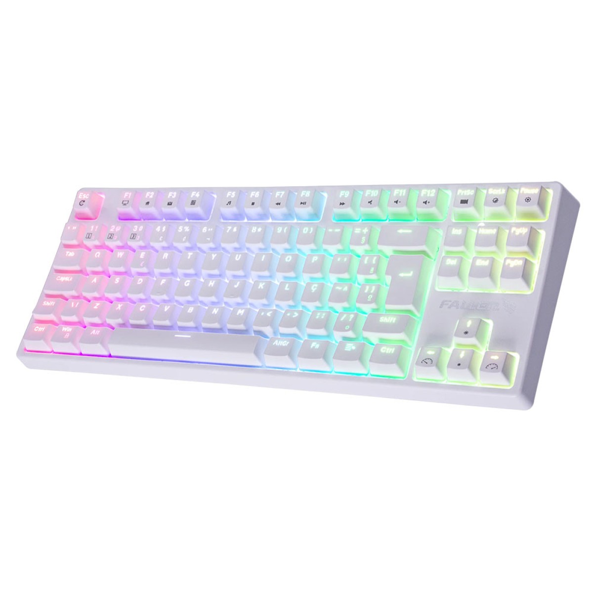 Teclado Mecânico Gamer Fallen Pantera Pro, TKL, RGB, Switch Gateron Silver, ABNT2, Branco, TE00002