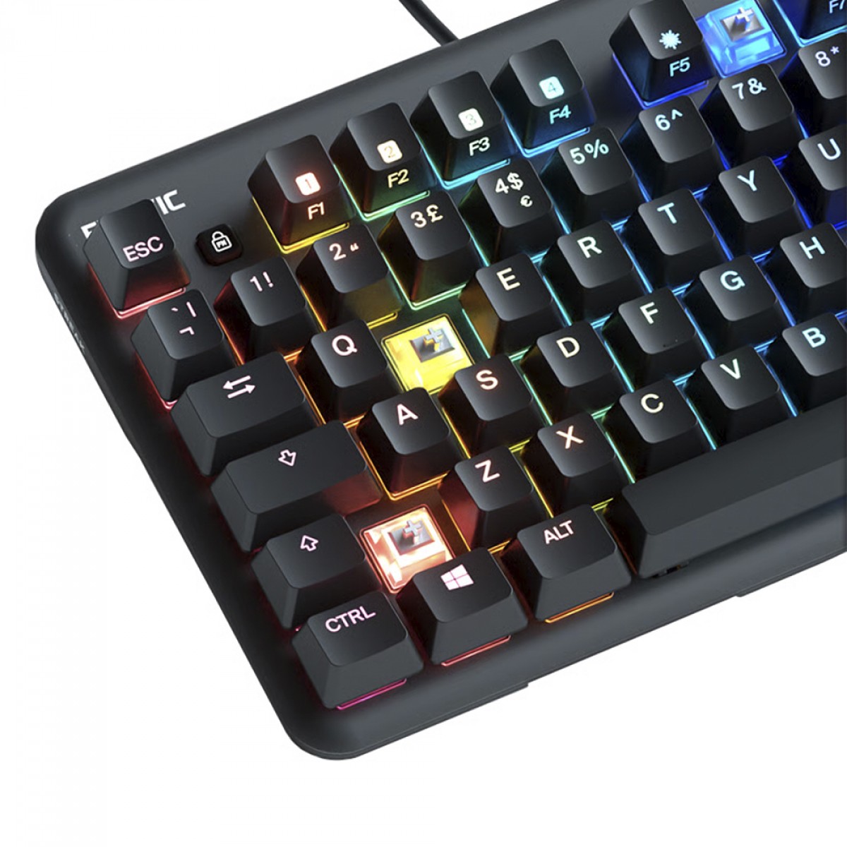 Teclado Mecânico Gamer Fnatic MiniStreak Silent, RGB, ISO, Switch Silent Red, TKL, Preto, KB0004-001