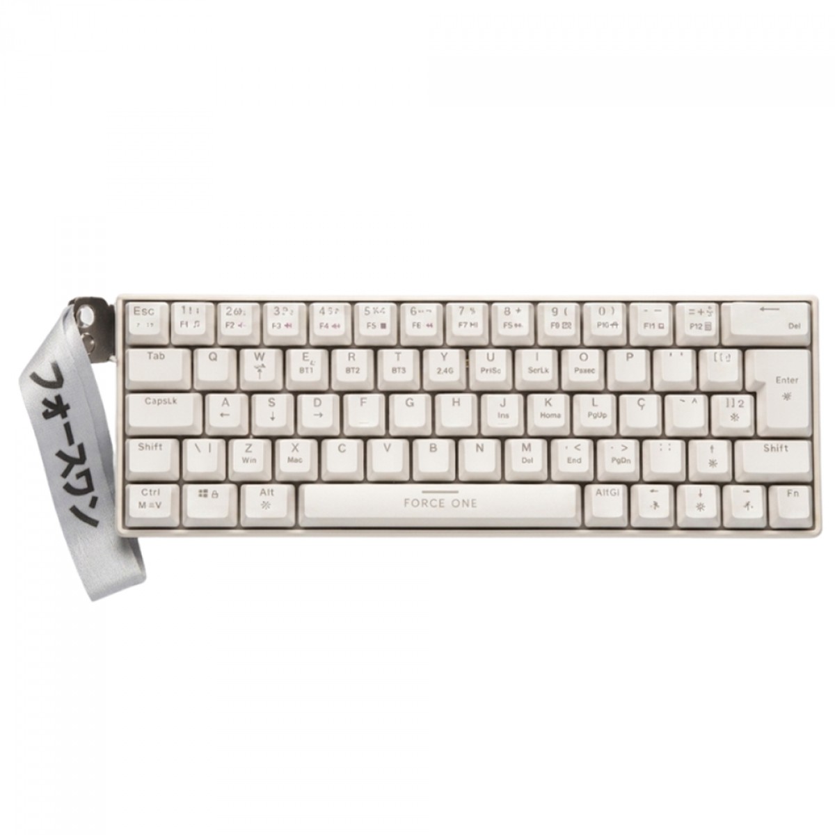 Teclado Mecânico Gamer Force One Atlas 60, RGB, Wireless, ABNT2, Layout 60%, Branco, FR.TC.TK.02
