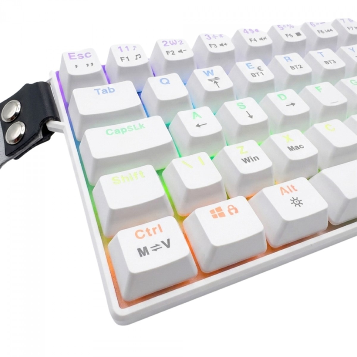 Teclado Mecânico Gamer Force One Atlas 60, RGB, Wireless, ABNT2, Layout 60%, Branco, FR.TC.TK.02