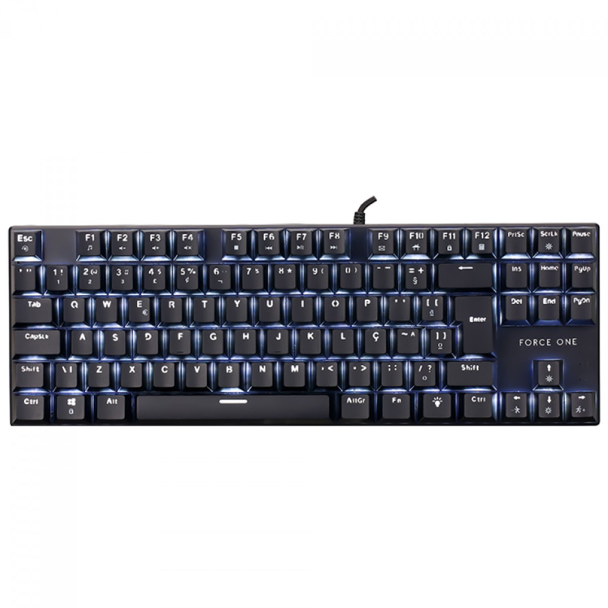 Teclado Mecânico Gamer Force One Atlas TKL, USB, ABNT2, Preto