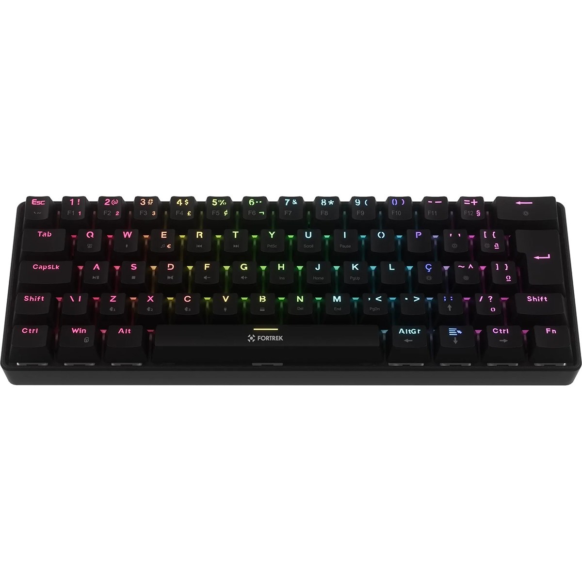 Teclado Mecânico Gamer Fortrek Gravity Air, Wireless, Rainbow, Switch Outemu Brown, ABNT2, Preto, 84977