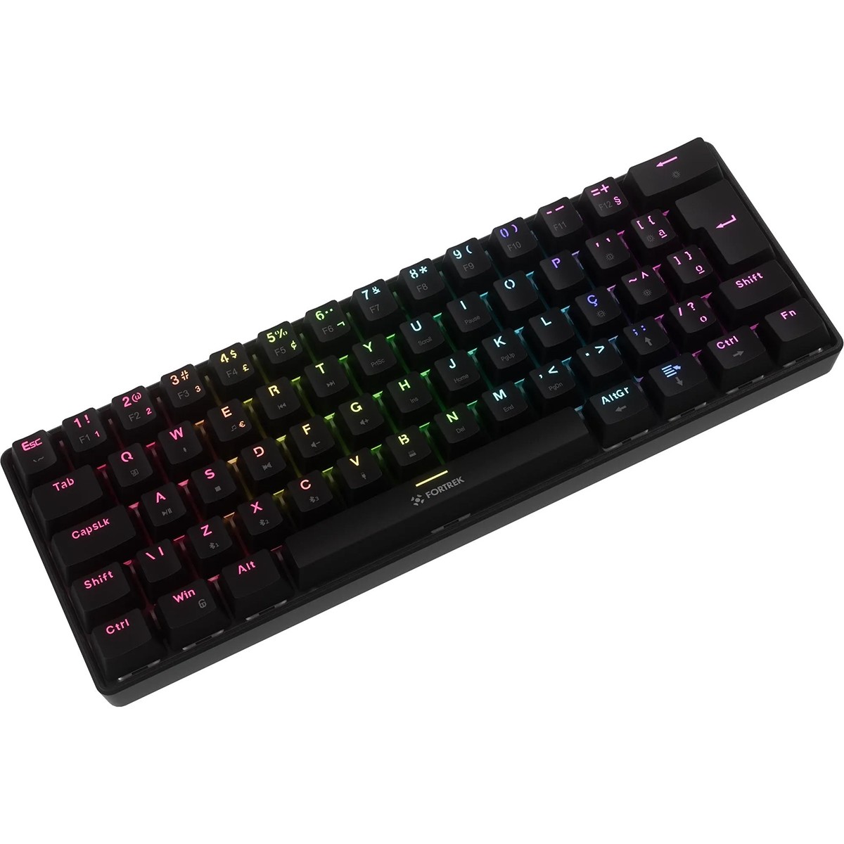 Teclado Mecânico Gamer Fortrek Gravity Air, Wireless, Rainbow, Switch Outemu Brown, ABNT2, Preto, 84977